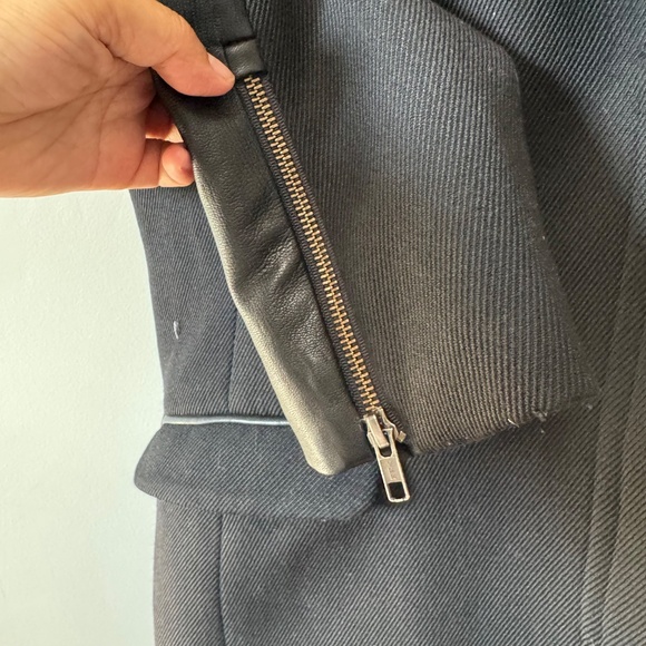 Mackage  Canada Black Trench Coat leather with wool SZ - Picture 7 of 16